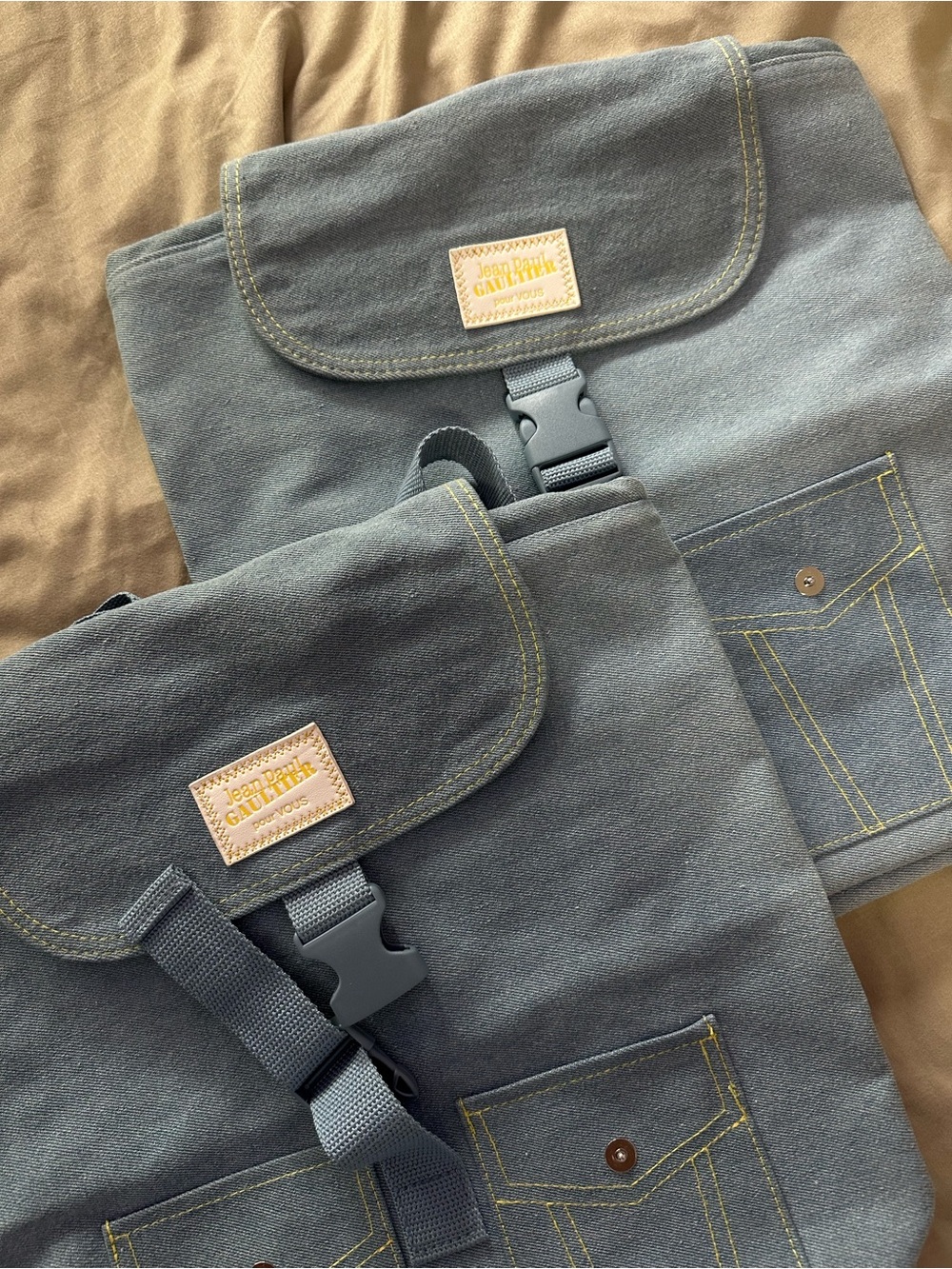 Jean Paul Gaultier Light Blue Denim Roll-Top Backpack - Men